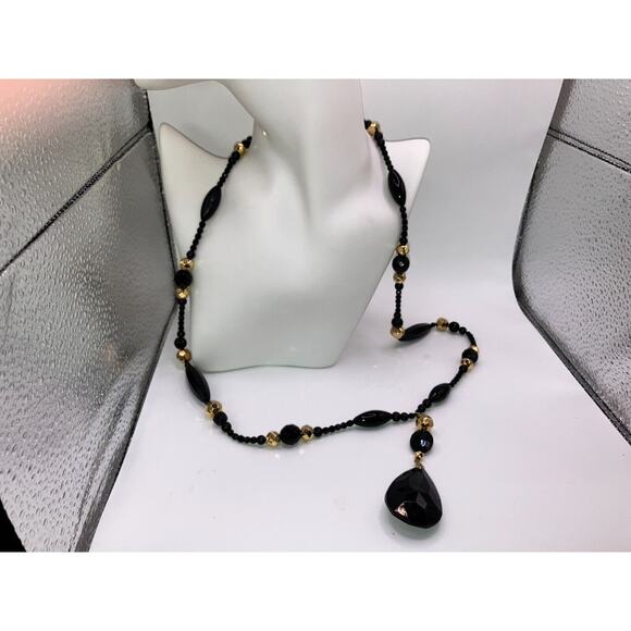 Louis Feraud Paris Vintage Black & Gold Beaded Necklace! - Picture 4 of 14